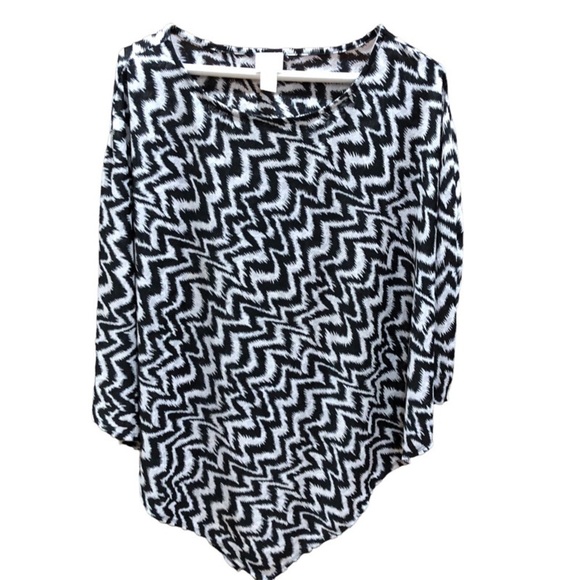 Chico's Sweaters - Chico’s Black & White Chevron Print Poncho One Size Fits Most
